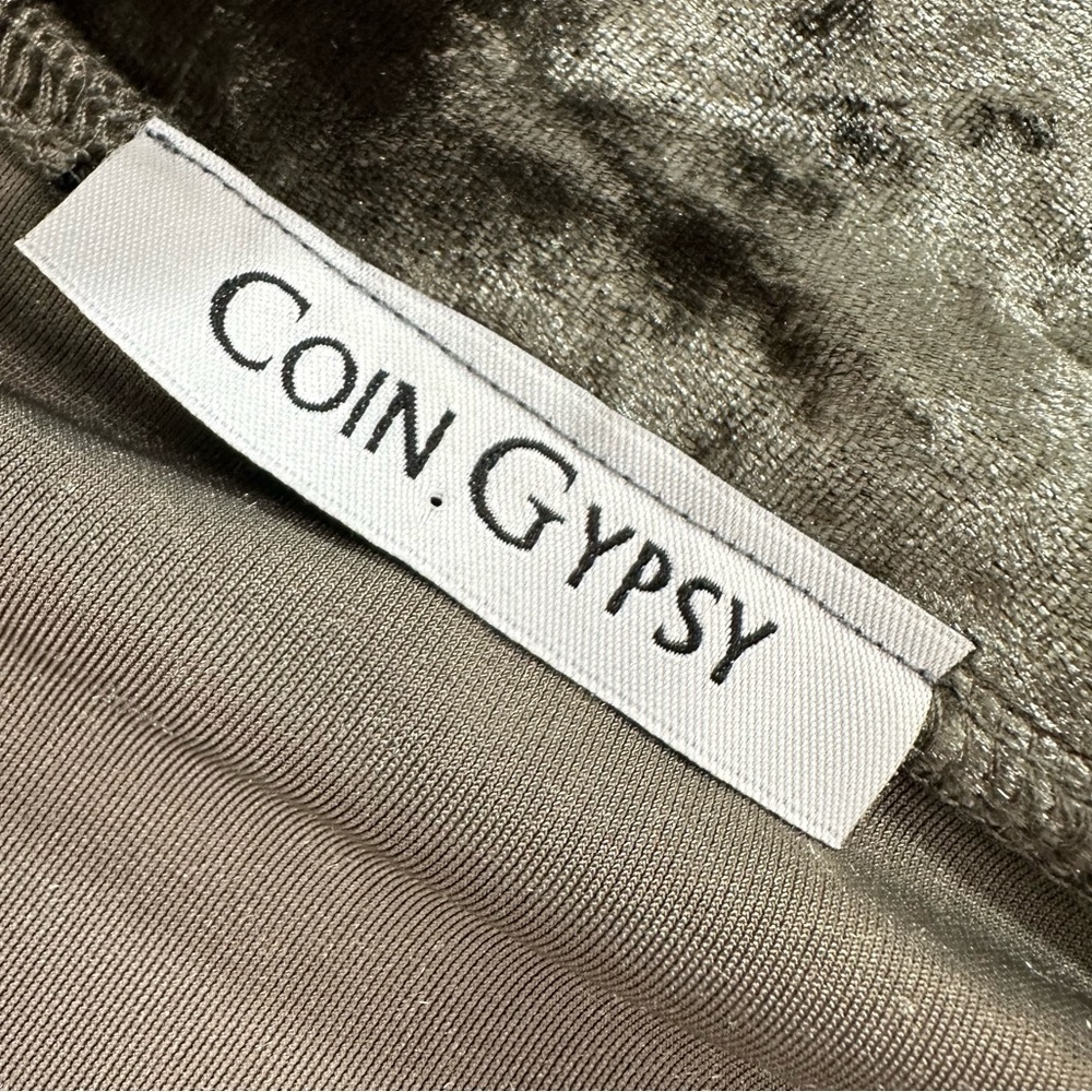 Coin Gypsy Embroidered Velvet Kimono Jacket Boho Western Glam Mystic Festival S - Picture 3 of 8